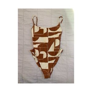 Madewell Brown and Cream One Piece Swimsuit